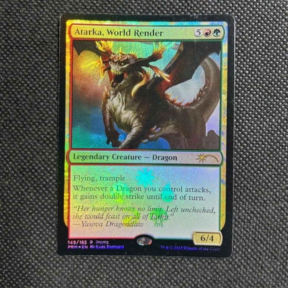 MTG MAGIC THE GATHERING Atarka, World Render 149/185 Media Promo Rare Foil NM